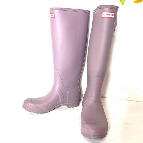 black patent hunter wellies